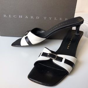 Richard Tyler Black/White Kitten Heel Slide Sandal
